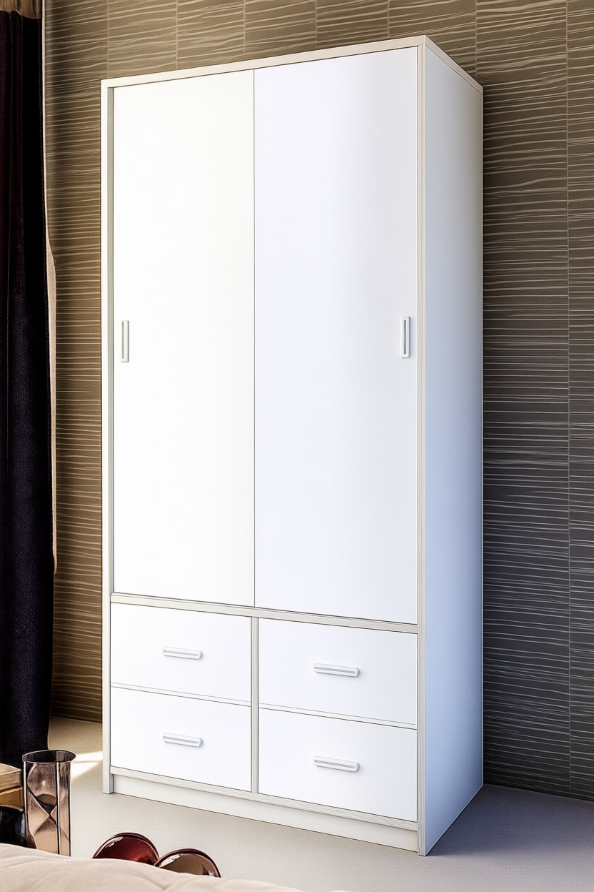 Armario Corredizo 2 Puertas + 4 Cajones Pequeño