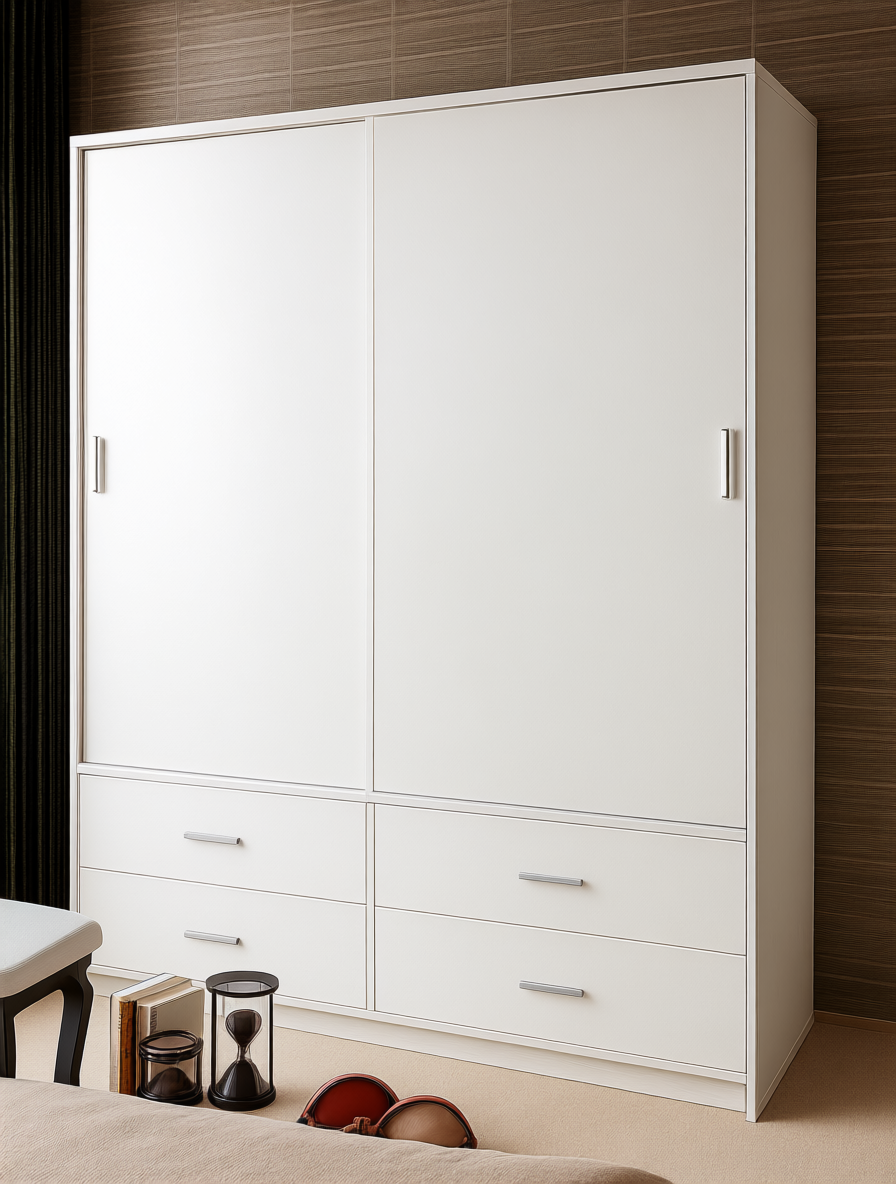 Armario Corredizo 2 Puertas + 4 Cajones